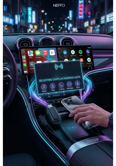 2 Si 1 Arada Carplay & Android Auto Adaptörü Tak Çalıştır Kablosuz Ekran Yansıtma, Otomatik Bağlantı Diğer