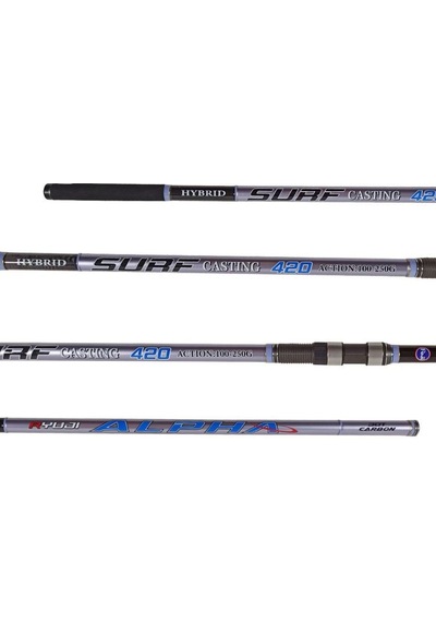 Ryuji Alpha 420 Cm 100-250g Atarlı Karbon 3 Parça Surf Kamış Fuji Halka Hybrid Uç
