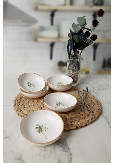 Keramika Bronze Palmiye Halka Çerezlik / Sosluk 13 Cm 6 Adet 22901 Çok Renkli