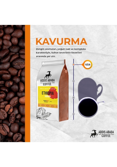 Addis Ababa Coffee Dünya Kahveleri Sidamo Çekirdek Kahve 250 G