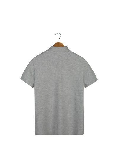 Erkek Gri Basic Slim Fit Polo Yaka T-shirt Gri