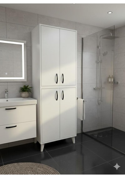 Urla Banyo Dolabı,havlu Dolabı Banyo Mobilyaso Beyaz