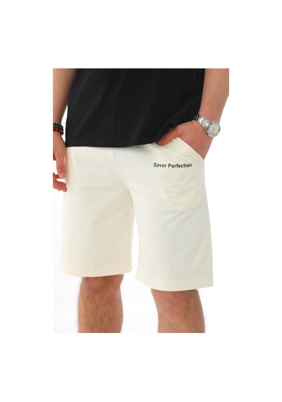 Penyebizden Erkek Regular Fit Normal Kesim %100 Pamuklu Şort-ekru