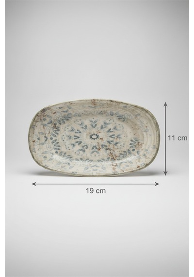 12'li Valencia Oval Kayık Tabak 19cm Dijital Fade Rinart Krem