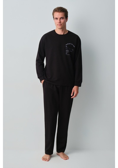 Suwen Weekend Erkek Pamuklu Pijama Takımı Msh10510343012 Siyah