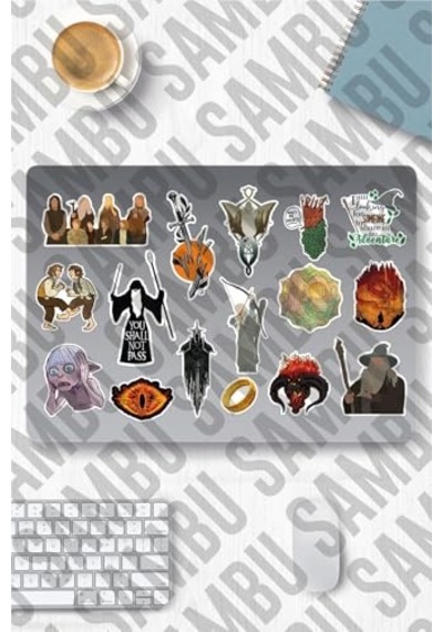 Yüzüklerin Efendisi Temalı Sticker Etiket Seti - Lord Of The Rings Sticker - Laptop Notebook Telefon Abanoz