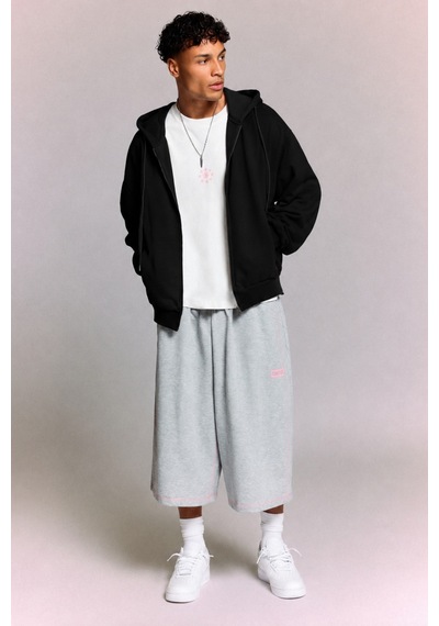 Tarz Cool Erkek 3 İplik Şardonlu Regular Fermuarlı Kapüşonlu Sweatshirt Kalın Kışlık Hoodie Siyah