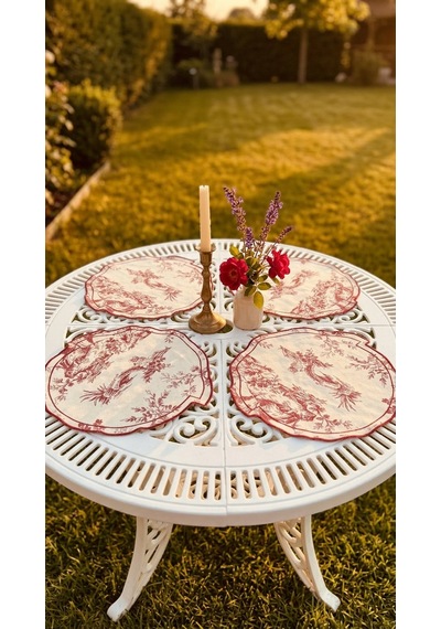 Toile Burgundy Amerikan Servis Çok Renkli