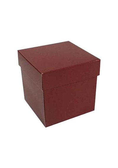 Komple Karton Kutu Düz Renk 7X7X7 Cm (25 Adet) Bordo N11.6910