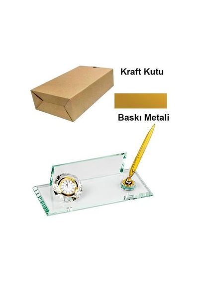 Sublimasyon Kristal Masa İsimliği Kalemli Ve Saatli 533ba