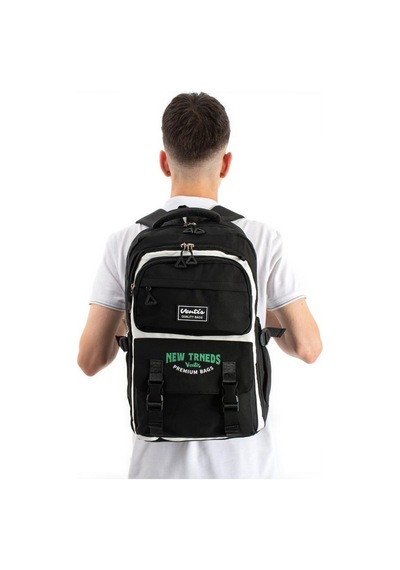 Ventis Unisex Kalemlikli Okul Çantası Lise Ortaokul 2'li Set Sırt Çantası 43 30 Cm Çok Cepli Vnt7-a Siyah