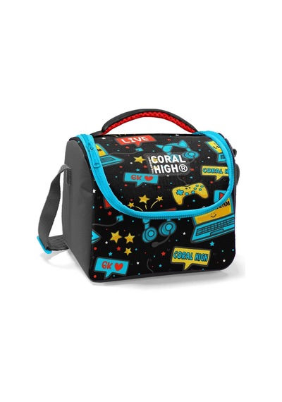 Coral High Siyah Mavi Gamer Isı Yalıtımlı Beslenme Çantası - Erkek Çocuk