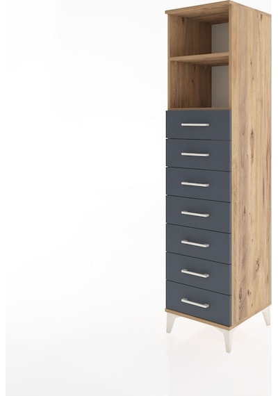 Hyperion Dolap 2 Raflı 7 Çekmeceli 44x44x182 Çam-antrasit Atlas Çam