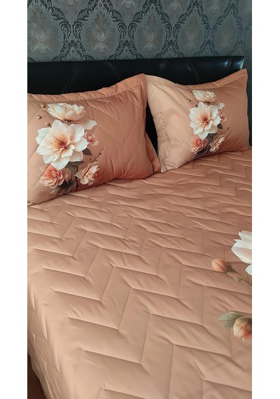 Garden Çift Kişilik Kapitoneli Battal Boy Pike Yatak Örtüsü 240 260 3 Parçalı Turuncu
