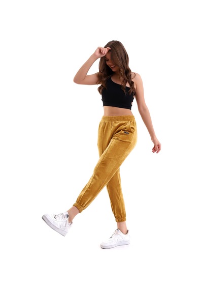 Winmoda34 Kadife Eşofman Jogger Hardal