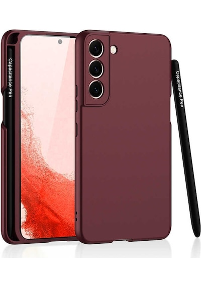 Rba Aksesuar Galaxy Uyumlu S22 Kılıf Rba Kalemli Kıpta Kapak - Mürdüm Çok Renkli