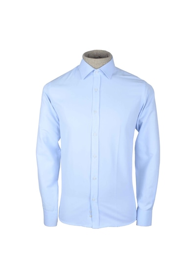 Cengiz İnler Standart Yaka Dokulu Cepsiz Slim Fit Erkek Gömlek 001