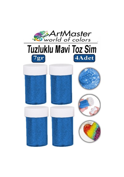 Toz Sim Mavi 4 Adet 7 Gr Tuzluklu Etkinlik Ders Okul Slime Dekorasyon Renkli Toz Sim Dekor Süsleme