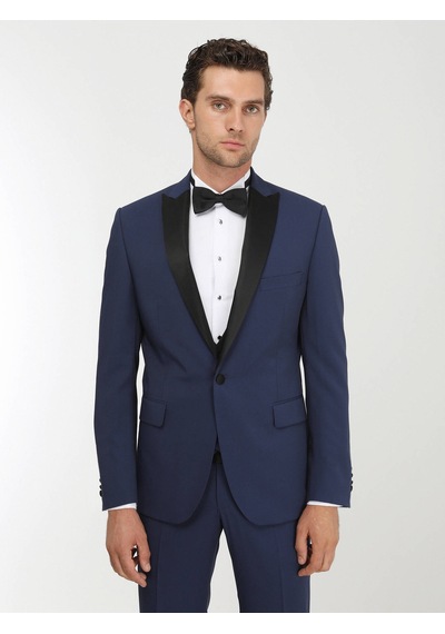 Kip Saks Düz Slim Fit Demonte Yaka Dokuma Y Smokin Takım Elbise Çok Renkli