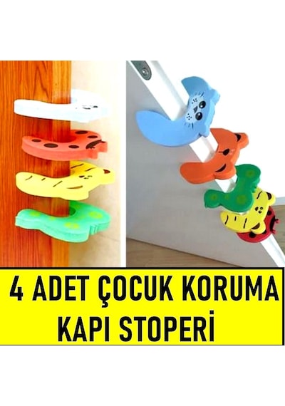 Çocuk Resimli Koruyucu Kapı Stoperi Kapı Çarpma Önleyici 4 Lü Set