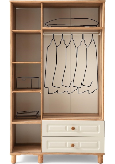 Finike Mdf 3 Kapılı Dolap - Krem