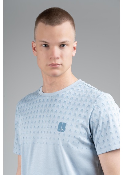 Maraton Regular Erkek Bisiklet Yaka Sisli Mavi T-shirt Sisli Mavi