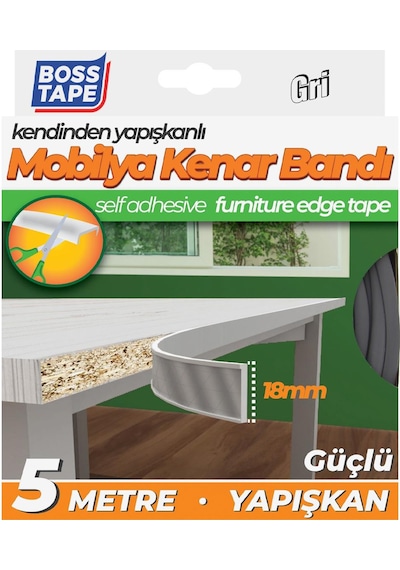Boss Tape Yapışkanlı Gri Masa Mobilya Kenar Bandı