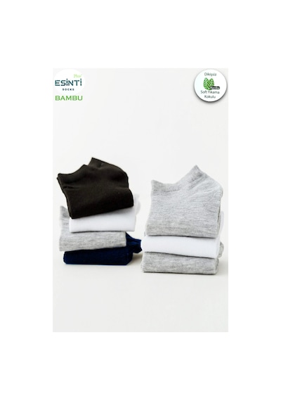 Esinti Erkek Spor Çorap Bambu Kokulu Beyaz Siyah Renkli Patik Çorap Kısa Ince Çorap 12 Adet Kırmızı
