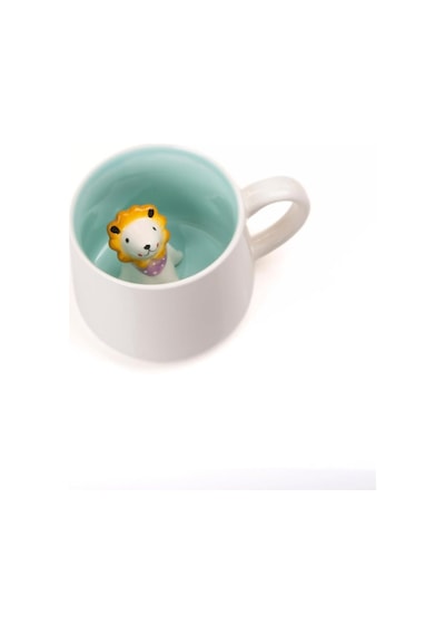 Mukko Home 3d Porselen Kupa Sevimli Aslan Figürlü, 350 Ml, Eğlenceli Ve Şık Tasarım,mavi Beyaz - Çok Renkli