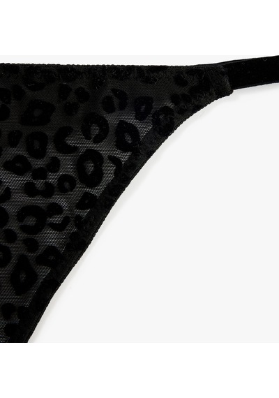 Koton Leopar Desenli Tül String Külot Siyah 7wlk30049mk