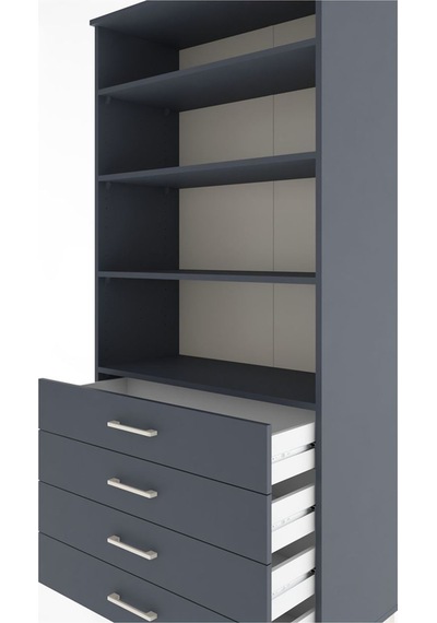 Hyperion Dolap 4 Raflı 4 Çekmeceli 88x44x195 Antrasit-antrasit Antrasit