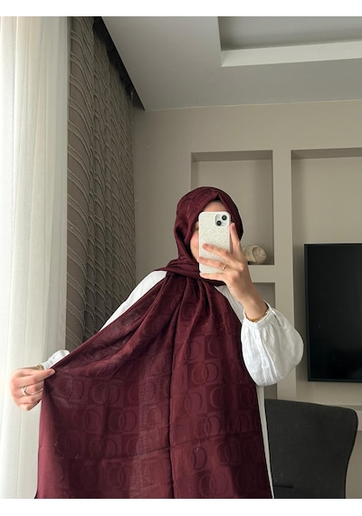 Imannoor Dama Desen Bordo Naia Pamuk Şal