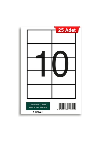 Herboy Hb-1610 105 X 57 Mm A4 Laser Etiket 25 Adet