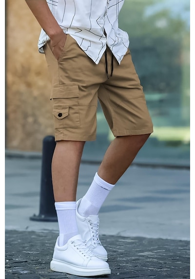 Madmext Camel Kargo Cep Erkek Kapri Şort 5737