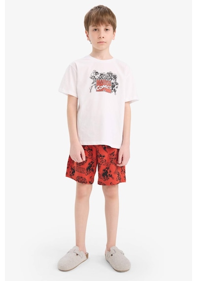 Defacto Erkek Çocuk Marvel Comics Pijama Takımı Kısa Kollu Üst Şort E2702a825hswt34 Beyaz