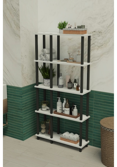 Terada 5 Katlı Banyo Düzenleyici Çok Raflı Banyo Organizeri Çok Amaçlı Banyo Düzenleyici - Beyaz Beyaz