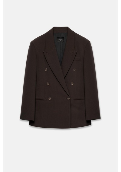 Kadın Kahverengi Basene Oturan Oversize Blazer Kahverengi