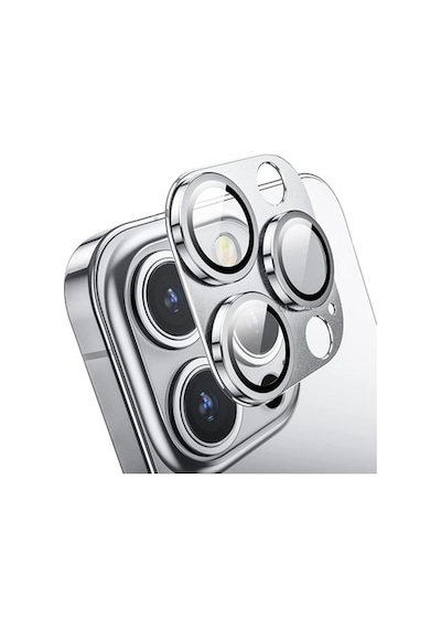 Apple Uyumlu iPhone 14 Pro / 14 Pro Max Metalik Seri Kamera Lens Koruyucu Gri Gri