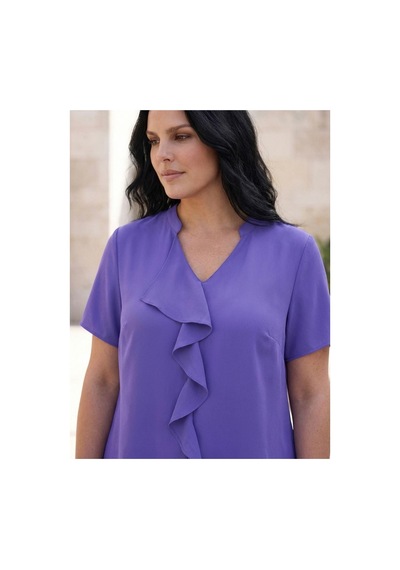 Hanezza V Yaka Ön Fırfırlı Bluz Leylak - 4940930 Leylak