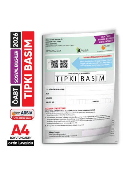 2026 Meb-ags Öabt Sosyal Bilgiler Öğretmenliği Ösym Tıpkı Basım Kitapçığı Tg Deneme