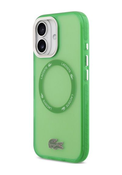 Apple Uyumlu iPhone 17 Kılıf Lacoste Lisanslı M-safe Özellikli İkonik Timsah Logolu Buzlu Kapak Yeşil Yeşil