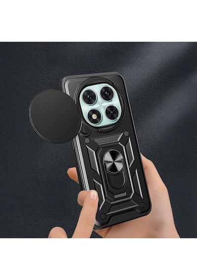 Xiaomi Poco X7 Kılıf Magnetik Standlı Kamera Korumalı Sürgülü Vega Kılıf Siyah