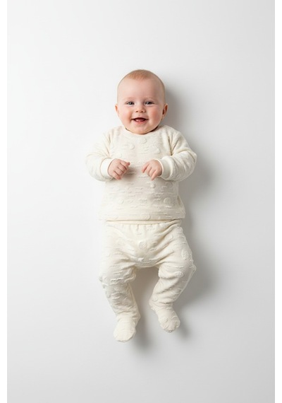 Tiffany Baby & Kids Moon Tasarımlı Patikli 2li Takım Ekru
