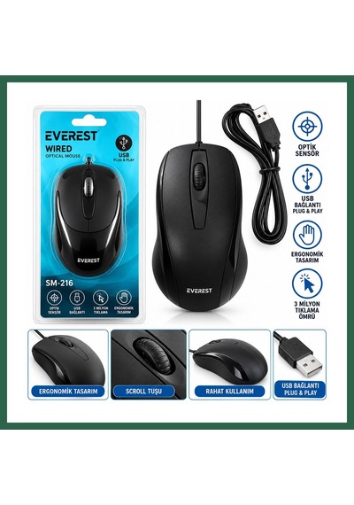 Bezos Kablolu Usb Işıklı Optik Mouse 1200 Dpı Bzs01
