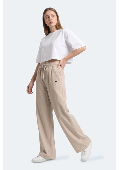 Slazenger Sunflower Kadın Bol Paça Bej Eşofman Altı