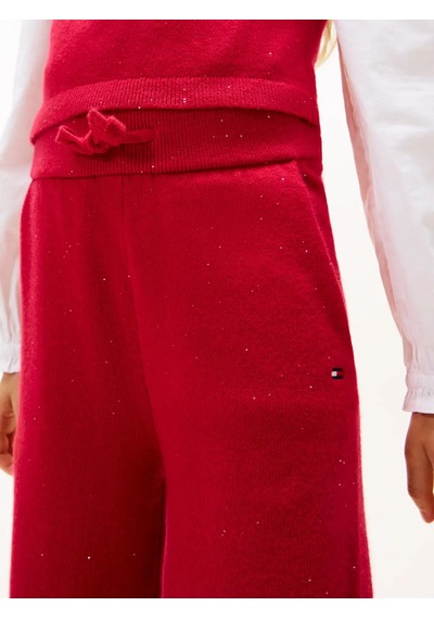 Tommy Hilfiger Sequin Wide Leg Drawstring Trousers Kırmızı Kız Çocuk Pantolon