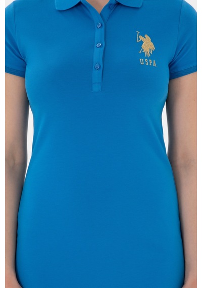 U.S. Polo Assn. Kadın Saks Polo Yaka Mini Boy Örme Elbise 50280069-VR045 U.S. Polo Assn. Kadın Saks Polo Yaka Mini Boy Örme Elbise 50280069-VR045