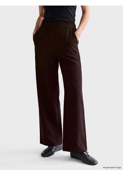 Lcwaıkıkı Classic Bordo Beli Lastikli Geniş Paça Kadın Pantolon