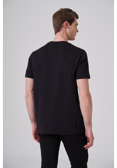 Morven Erkek Siyah Trend Baskılı Bisiklet Yaka Dinamik Fit T-shirt 26ys018009001 Siyah