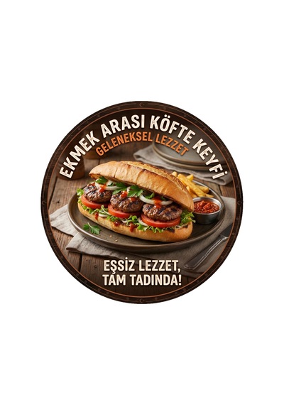 Mayeka Ekmek Arası Köfte Temalı Büfeler Cafeler Köfteciler İçin Ahşap Duvar Kapı Dekoratif Süs Tablo 10